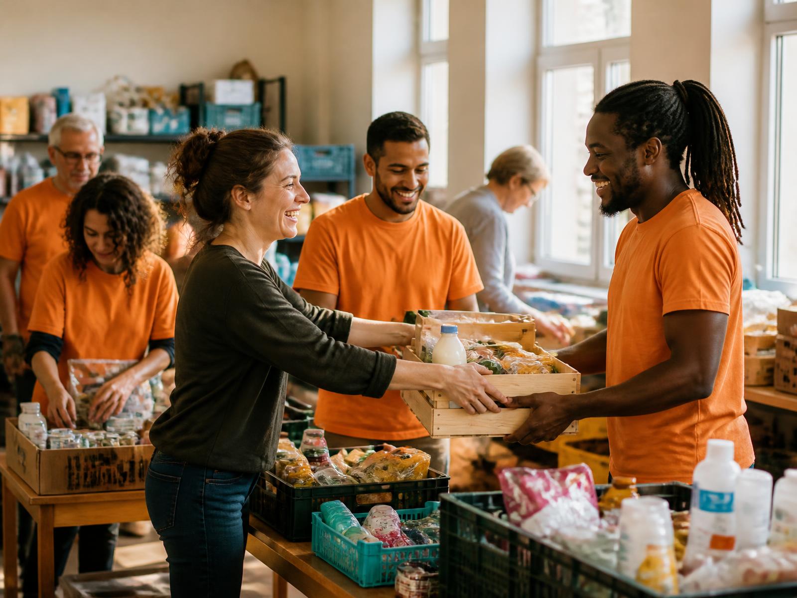 Bénévoles de Levallois Entraide préparant des colis solidaires